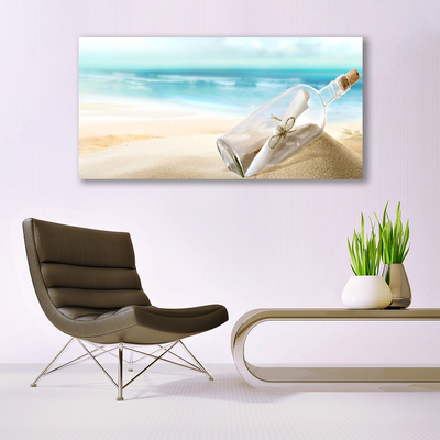 Canvas Kunstdruck Strand Flasche Kunst