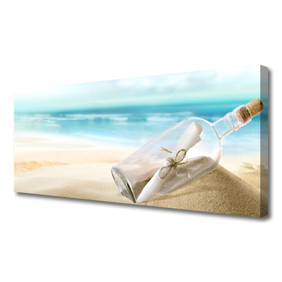 Canvas Kunstdruck Strand Flasche Kunst