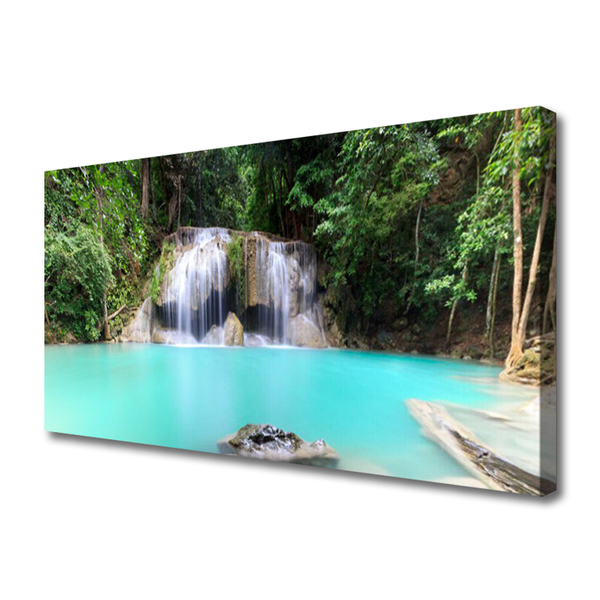 Leinwand-Bilder Wasserfall See Natur