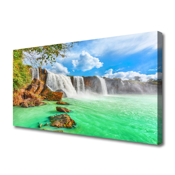 Leinwand-Bilder Wasserfall See Landschaft