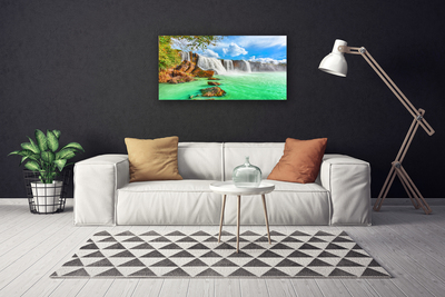 Leinwand-Bilder Wasserfall See Landschaft