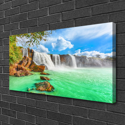 Leinwand-Bilder Wasserfall See Landschaft