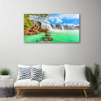 Leinwand-Bilder Wasserfall See Landschaft