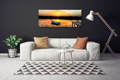 Leinwand-Bilder Boot Brücke See Landschaft