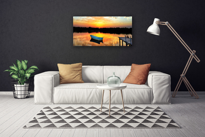 Leinwand-Bilder Boot Brücke See Landschaft
