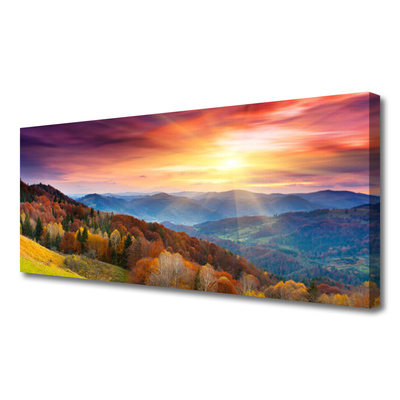 Leinwand-Bilder Gebirge Wald Gelb Landschaft