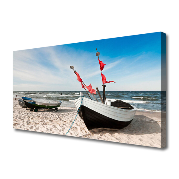 Leinwand-Bilder Boote Strand Landschaft