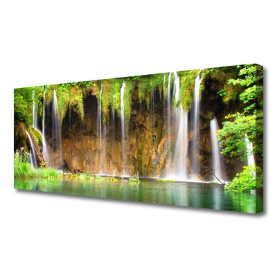 Leinwand-Bilder Wasserfall See Natur