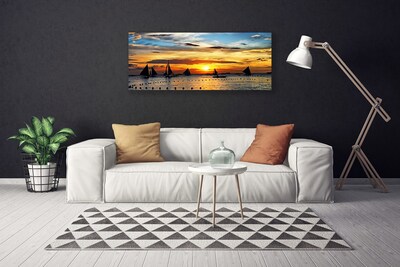 Leinwand-Bilder Boote Meer Sonne Landschaft