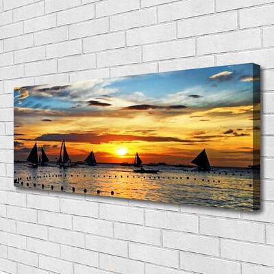 Leinwand-Bilder Boote Meer Sonne Landschaft