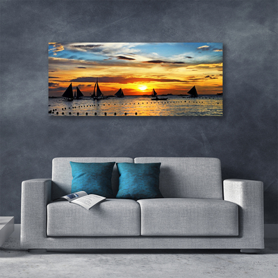 Leinwand-Bilder Boote Meer Sonne Landschaft