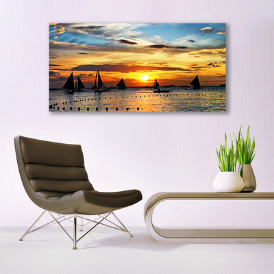 Leinwand-Bilder Boote Meer Sonne Landschaft