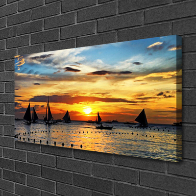 Leinwand-Bilder Boote Meer Sonne Landschaft