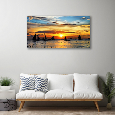 Leinwand-Bilder Boote Meer Sonne Landschaft