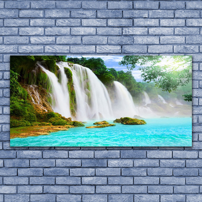 Leinwand-Bilder Wasserfall See Natur