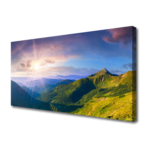 Leinwand-Bilder Gebirge Wiese Sonne Landschaft
