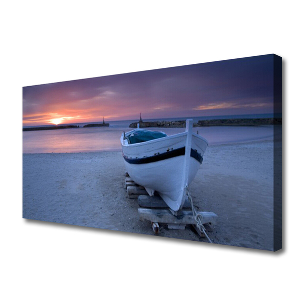 Leinwand-Bilder Boot Strand Meer Sonne Landschaft
