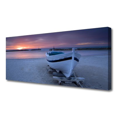 Leinwand-Bilder Boot Strand Meer Sonne Landschaft