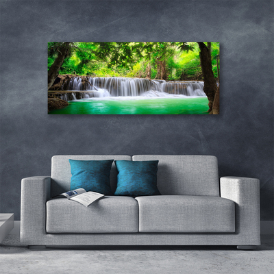 Leinwand-Bilder Wasserfall See Wald Natur