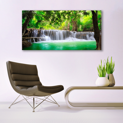 Leinwand-Bilder Wasserfall See Wald Natur