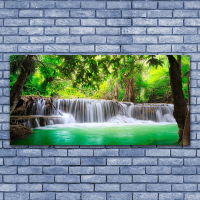 Leinwand-Bilder Wasserfall See Wald Natur