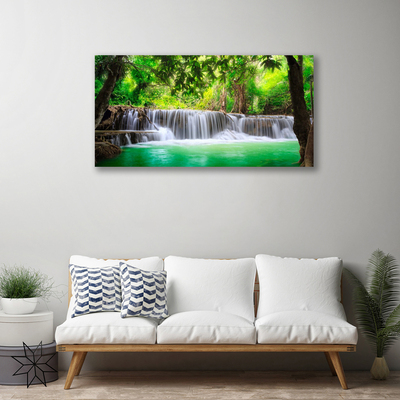 Leinwand-Bilder Wasserfall See Wald Natur