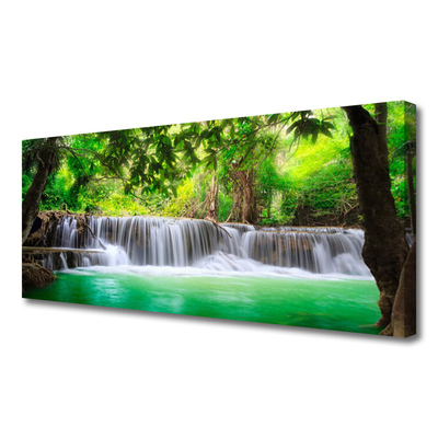 Leinwand-Bilder Wasserfall See Wald Natur