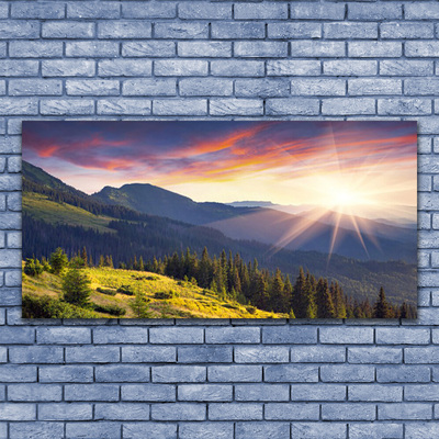 Leinwand-Bilder Gebirge Wald Sonne Landschaft