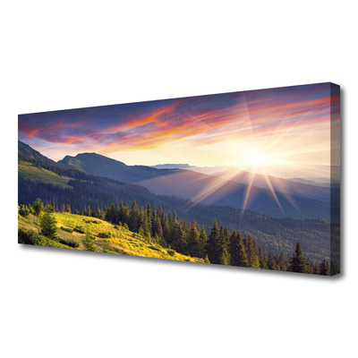 Leinwand-Bilder Gebirge Wald Sonne Landschaft