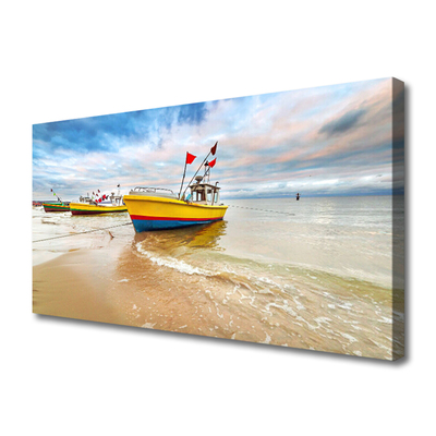 Leinwand-Bilder Boote Strand Meer Landschaft