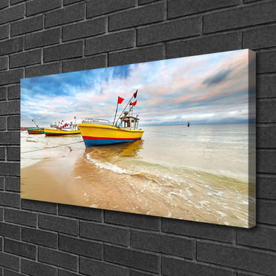 Leinwand-Bilder Boote Strand Meer Landschaft