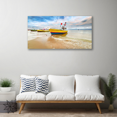 Leinwand-Bilder Boote Strand Meer Landschaft