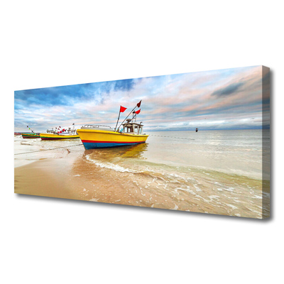 Leinwand-Bilder Boote Strand Meer Landschaft