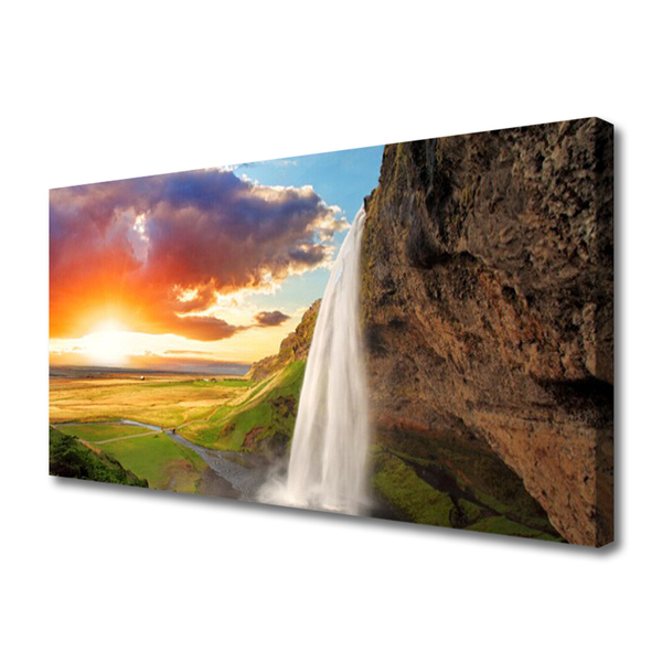 Leinwand-Bilder Wasserfall Sonne Landschaft