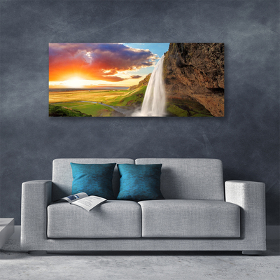 Leinwand-Bilder Wasserfall Sonne Landschaft