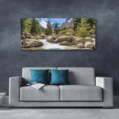 Leinwand-Bilder Gebirge Wald Steine See Natur