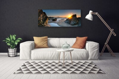 Leinwand-Bilder Felsen Strand Sonne Landschaft