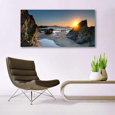 Leinwand-Bilder Felsen Strand Sonne Landschaft