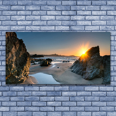 Leinwand-Bilder Felsen Strand Sonne Landschaft