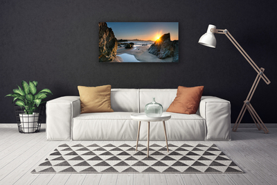 Leinwand-Bilder Felsen Strand Sonne Landschaft