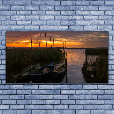 Leinwand-Bilder Boote Meer Gras Landschaft