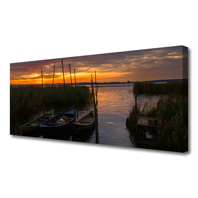 Leinwand-Bilder Boote Meer Gras Landschaft