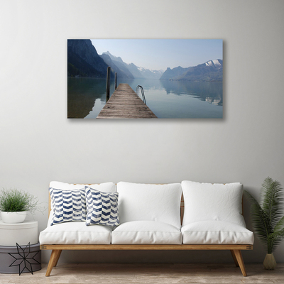 Leinwand-Bilder Gebirge See Brücke Architektur