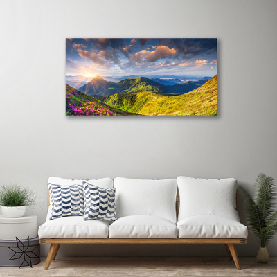 Leinwand-Bilder Gebirge Sonne Wiese Landschaft