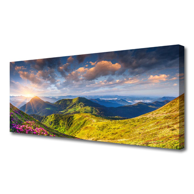 Leinwand-Bilder Gebirge Sonne Wiese Landschaft