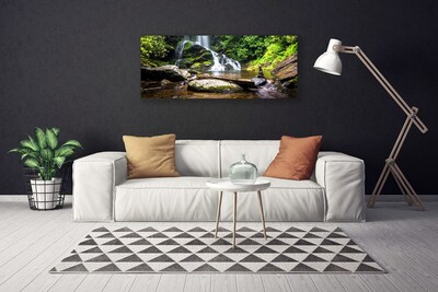 Leinwand-Bilder Wasserfall Steine Wald Natur