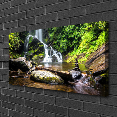 Leinwand-Bilder Wasserfall Steine Wald Natur