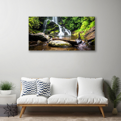 Leinwand-Bilder Wasserfall Steine Wald Natur