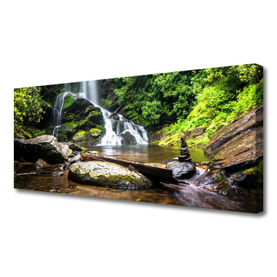 Leinwand-Bilder Wasserfall Steine Wald Natur