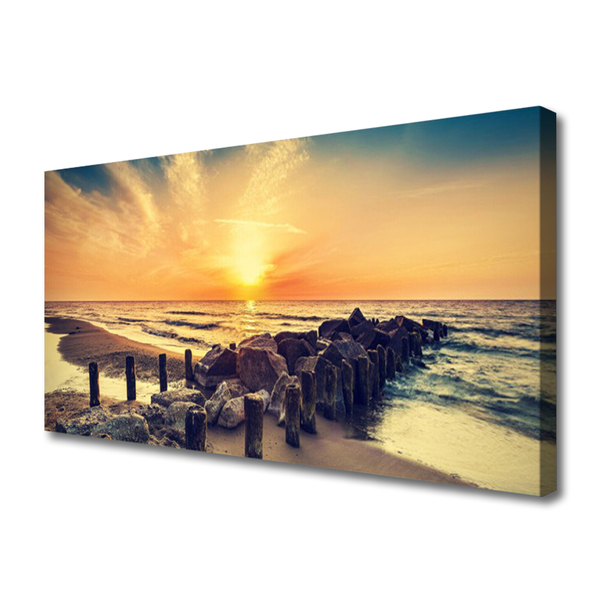 Leinwand-Bilder Strand Steine Meer Landschaft